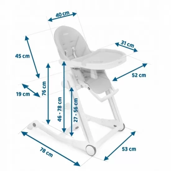 Scaun de masa cu roti Ricokids Tugo - Gri Scaun de masa cu roti Ricokids Tugo - Gri