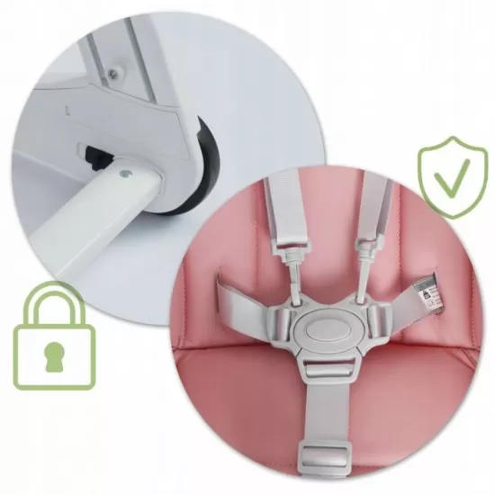 Scaun de masa cu roti Ricokids Tugo - Roz Scaun de masa cu roti Ricokids Tugo - Roz