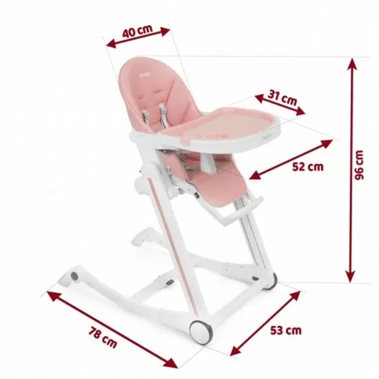 Scaun de masa cu roti Ricokids Tugo - Roz Scaun de masa cu roti Ricokids Tugo - Roz