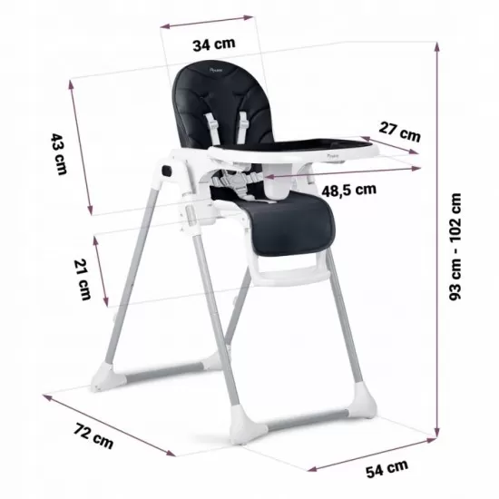Scaun de masa pentru copii Nukido Tulo 700403 - Negru Scaun de masa pentru copii Nukido Tulo 700403 - Negru