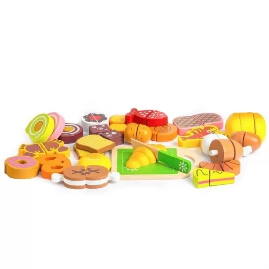 Set alimente din lemn Ecotoys 23 piese Set alimente din lemn Ecotoys 23 piese