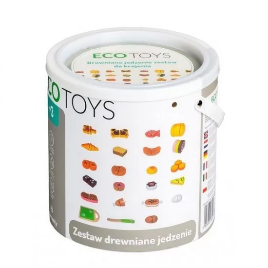 Set alimente din lemn Ecotoys 23 piese Set alimente din lemn Ecotoys 23 piese