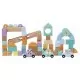 Set cuburi din lemn cu animalute si masini 60 piese Sun Baby