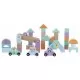 Set cuburi din lemn cu animalute si masini 60 piese Sun Baby