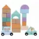 Set cuburi din lemn cu animalute si masini 60 piese Sun Baby