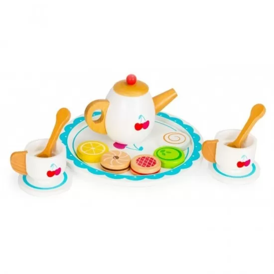 Set de joaca ceai din lemn cu 14 accesorii Ecotoys Set de joaca ceai din lemn cu 14 accesorii Ecotoys