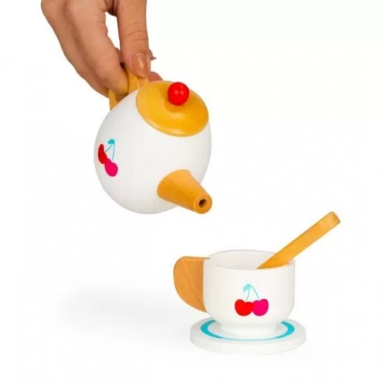 Set de joaca ceai din lemn cu 14 accesorii Ecotoys Set de joaca ceai din lemn cu 14 accesorii Ecotoys