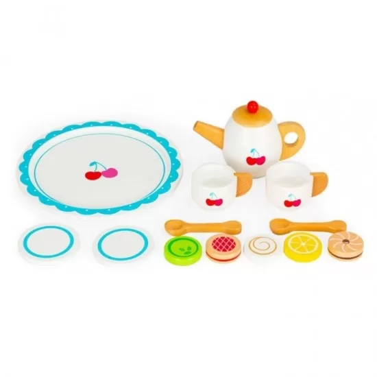 Set de joaca ceai din lemn cu 14 accesorii Ecotoys Set de joaca ceai din lemn cu 14 accesorii Ecotoys