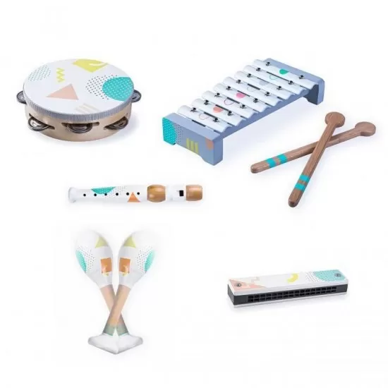 Set instrumente muzicale din lemn Ecotoys Set instrumente muzicale din lemn Ecotoys