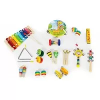 Set cu instrumente muzicale pentru copii din lemn, 14 instrumente, Ecotoys ESC-W-0243C