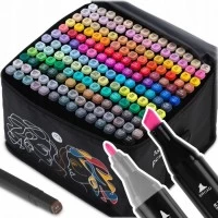 Set de 168 markere colorate cu alcool, varf dublu, Nukido NK-914