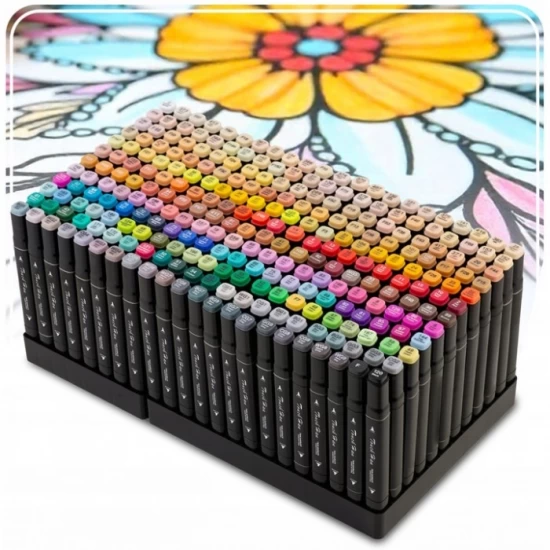 Set de 262 markere colorate cu alcool, varf dublu, Nukido NK-915 Set de 262 markere colorate cu alcool, varf dublu, Nukido NK-915