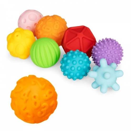 Set de 8 mingi senzoriale din cauciuc moale pentru copii Huanger HE0235 Set de 8 mingi senzoriale din cauciuc moale pentru copii Huanger HE0235