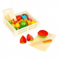 Set de fructe si legume din lemn, 17 elemente, Ecotoys