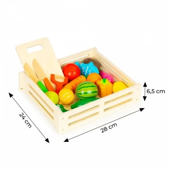 Set de fructe si legume din lemn, 17 elemente, Ecotoys
