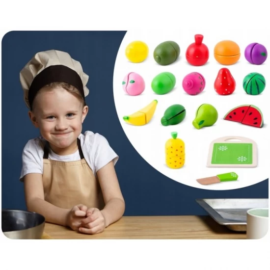 Set de legume din lemn cu velcro, 18 elemente, Ricokids RK-872