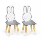 Set de masa cu alfabet si doua scaune in forma de iepuras pentru copii Ecotoys WH141 - Gri si natur