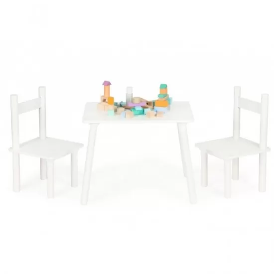 Set de masa cu doua scaune pentru copii Ecotoys ESC-W-0288A - Alb
