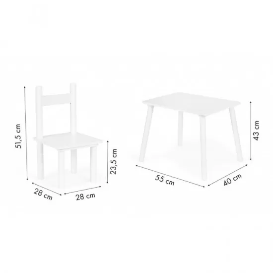 Set de masa cu doua scaune pentru copii Ecotoys ESC-W-0288A - Alb