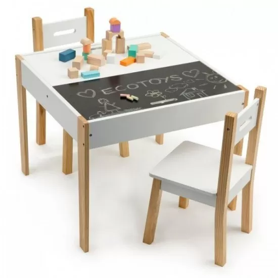 Set de masa cu doua scaune pentru copii Ecotoys OTI43