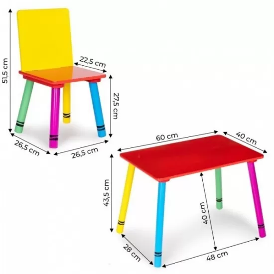 Set de masa cu doua scaune pentru copii Ecotoys ZKB-10 Set de masa cu doua scaune pentru copii Ecotoys ZKB-10