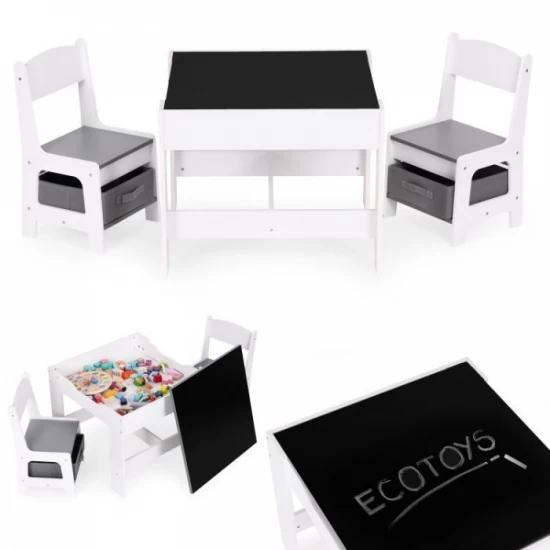 Set de masa cu doua scaune pentru copii Ecotoys ZKC-1A - Alb-Gri Set de masa cu doua scaune pentru copii Ecotoys ZKC-1A - Alb-Gri