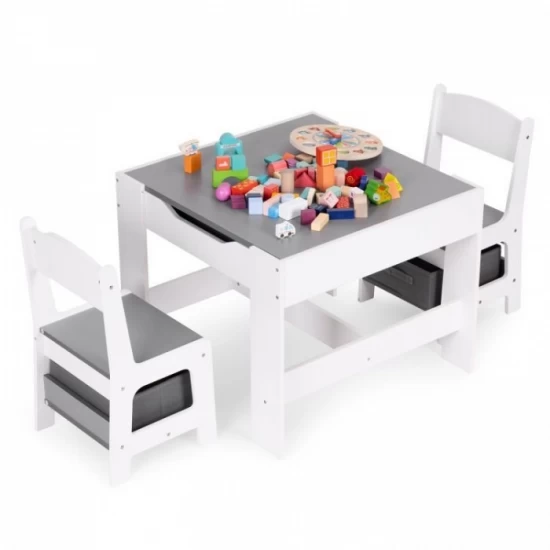Set de masa cu doua scaune pentru copii Ecotoys ZKC-1A - Alb-Gri Set de masa cu doua scaune pentru copii Ecotoys ZKC-1A - Alb-Gri