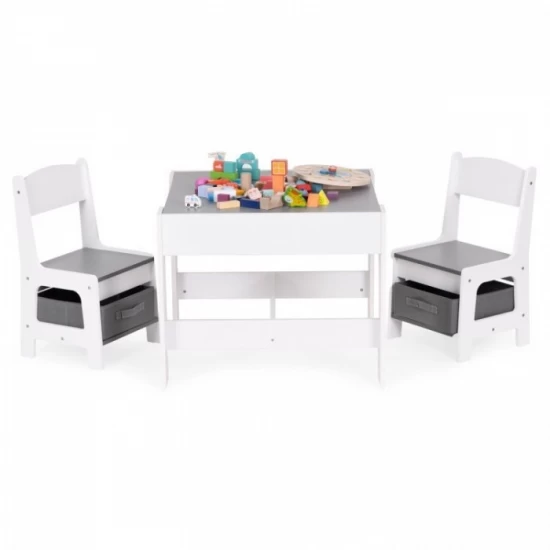 Set de masa cu doua scaune pentru copii Ecotoys ZKC-1A - Alb-Gri Set de masa cu doua scaune pentru copii Ecotoys ZKC-1A - Alb-Gri