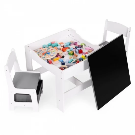 Set de masa cu doua scaune pentru copii Ecotoys ZKC-1A - Alb-Gri Set de masa cu doua scaune pentru copii Ecotoys ZKC-1A - Alb-Gri
