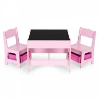 Set de masa cu doua scaune pentru copii Ecotoys ZKC-1B - Roz