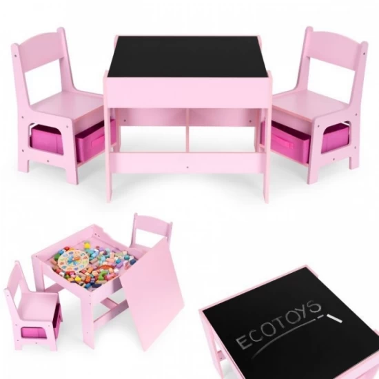 Set de masa cu doua scaune pentru copii Ecotoys ZKC-1B - Roz Set de masa cu doua scaune pentru copii Ecotoys ZKC-1B - Roz