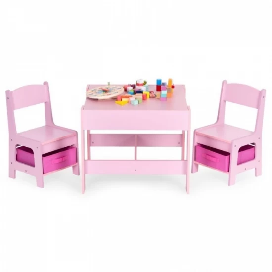 Set de masa cu doua scaune pentru copii Ecotoys ZKC-1B - Roz Set de masa cu doua scaune pentru copii Ecotoys ZKC-1B - Roz
