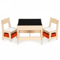 Set de masa cu doua scaune pentru copii Ecotoys ZKC-1C - Natur