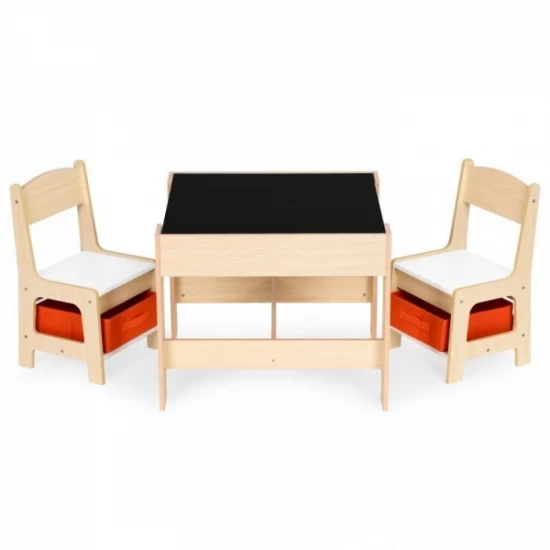 Set de masa cu doua scaune pentru copii Ecotoys ZKC-1C - Natur Set de masa cu doua scaune pentru copii Ecotoys ZKC-1C - Natur