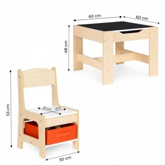 Set de masa cu doua scaune pentru copii Ecotoys ZKC-1C - Natur Set de masa cu doua scaune pentru copii Ecotoys ZKC-1C - Natur