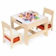 Set de masa cu doua scaune pentru copii Ecotoys ZKC-1C - Natur Set de masa cu doua scaune pentru copii Ecotoys ZKC-1C - Natur