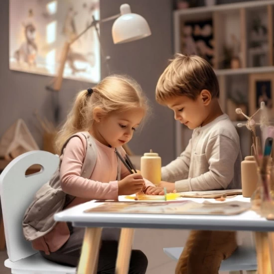Set de masa cu doua scaune pentru copii Ricokids