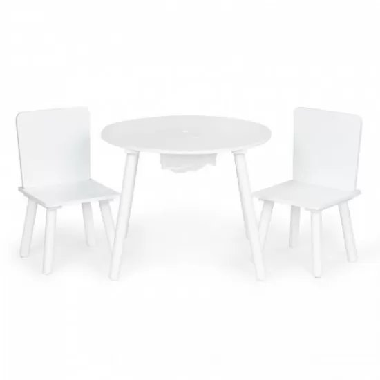 Set de masa cu doua scaune pentru copii si loc de depozitare jucarii Ecotoys WH135 - Alb Set de masa cu doua scaune pentru copii si loc de depozitare jucarii Ecotoys WH135 - Alb