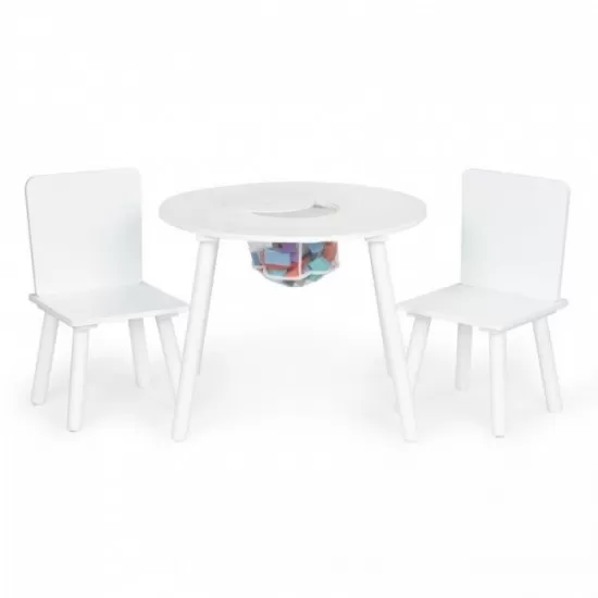 Set de masa cu doua scaune pentru copii si loc de depozitare jucarii Ecotoys WH135 - Alb Set de masa cu doua scaune pentru copii si loc de depozitare jucarii Ecotoys WH135 - Alb