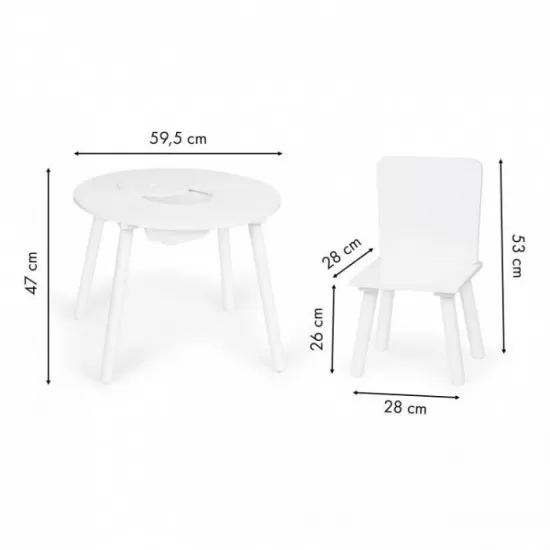 Set de masa cu doua scaune pentru copii si loc de depozitare jucarii Ecotoys WH135 - Alb Set de masa cu doua scaune pentru copii si loc de depozitare jucarii Ecotoys WH135 - Alb