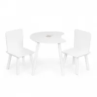 Set de masa in forma de luna si doua scaune pentru copii Ecotoys WH140 - Alb