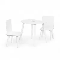 Set de masa in forma de luna si doua scaune pentru copii Ecotoys WH140 - Alb