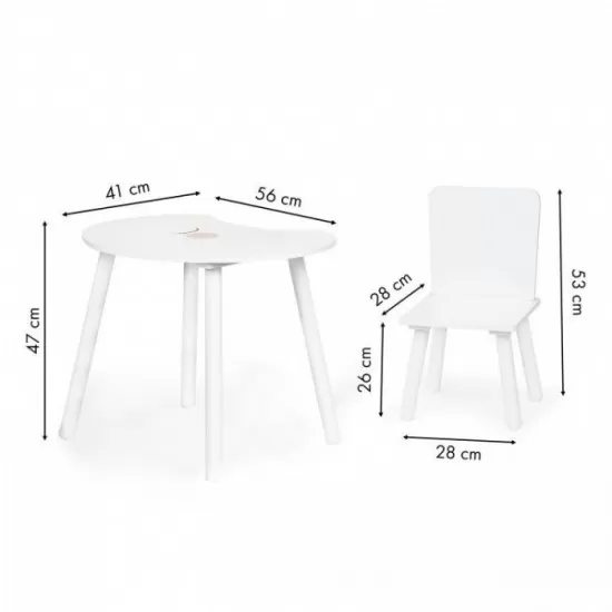 Set de masa in forma de luna si doua scaune pentru copii Ecotoys WH140 - Alb