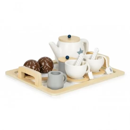 Set de joaca ceai din lemn 17 piese Ecotoys Set de joaca ceai din lemn 17 piese Ecotoys