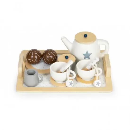 Set de joaca ceai din lemn 17 piese Ecotoys Set de joaca ceai din lemn 17 piese Ecotoys
