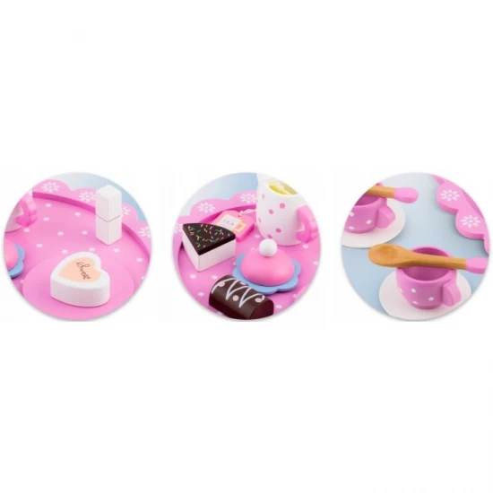 Set din lemn pentru servit ceaiul Ricokids Roz Set din lemn pentru servit ceaiul Ricokids Roz