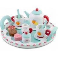 Set de joaca din lemn pentru servit ceaiul Ricokids Turcoaz