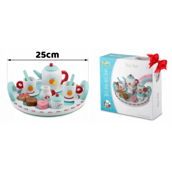 Set de joaca din lemn pentru servit ceaiul Ricokids Turcoaz Set de joaca din lemn pentru servit ceaiul Ricokids Turcoaz