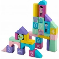 Set educational cu blocuri din lemn, 100 piese, Ricokids