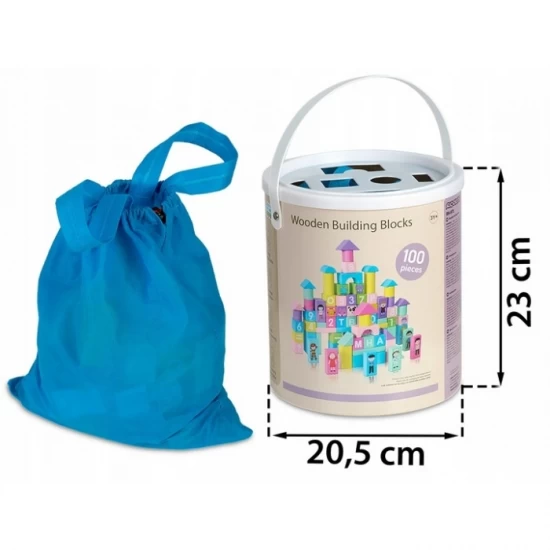 Set educational cu blocuri din lemn, 100 piese, Ricokids Set educational cu blocuri din lemn, 100 piese, Ricokids
